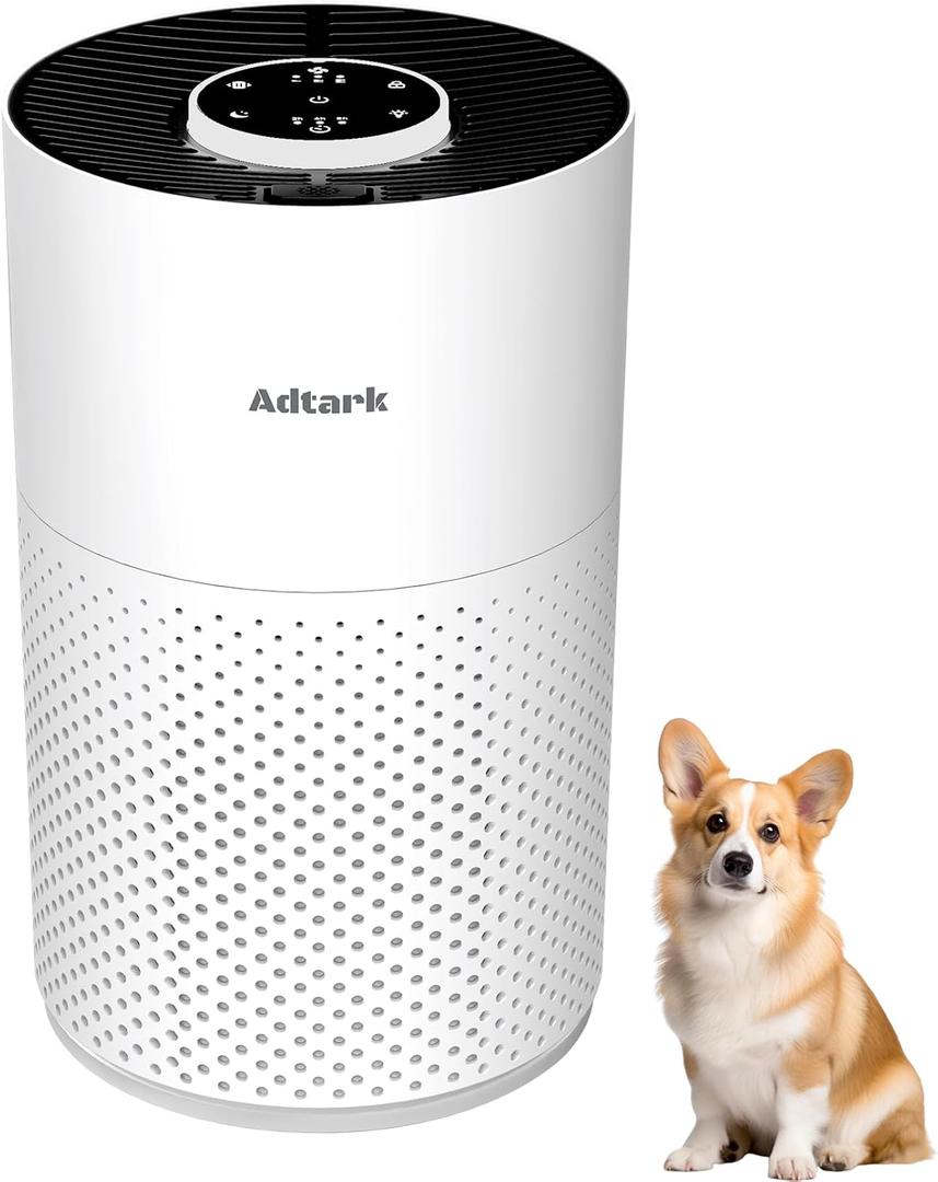 Air Purifiers for Home Bedroom, ADTARK Air Cleaner with H14 True HEPA 3-in-1 Filter, Sleep Mode & Aroma Function, 3 Light Modes, Room Air Purifier with 3 Timer for Office, Dorm, Hotel (White)