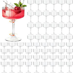 100 Pcs Plastic Martini Glasses Disposable,10oz Ribbed Martini Glasses
Unbreakable, Vintage Coupe Cocktail Glasses Set with Detachable Stem for Wedding Birthday Party Bar Supplies, Clear