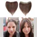 Frontal Hairpiece for Women Medium Brown Hair Extension Hairline Loss Straight Tape in Human Hair Toppers Replacement Toupee (0.78"x6.3", 6", Medium Brown)