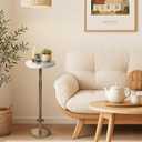 Martini Table Height Adjustable, Drink Tables for Small Spaces, Round Side Table, Tiny Side Tables for Living Room, Bedroom, Cocktail (White)