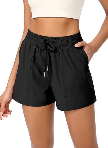 ODODOS Stretch Woven Athletic Shorts for Women High Waist Summer Lightweight Casual Shorts with Pockets L ODODOS Stretch Woven Athletic Shorts for Women High Waist Summer Lightweight Casual Shorts with Pockets L