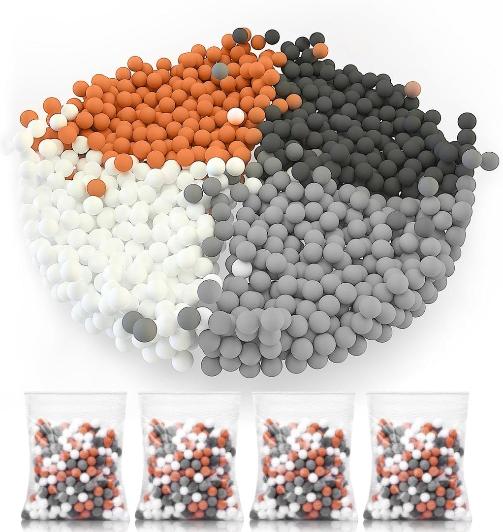 Cobbe 4 Packs Replacement Shower Head Beads，180g Shower Filter Stone Beads，Mineral Stone Balls for Water Filtration，for Filtered Shower Head (Orange Gray White)