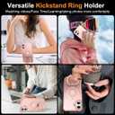 Magnetic Compatible with iPhone 16 Case with Stand [Military Grade Drop Tested][Compatible with Magnet] Ring Translucent Slim Hard Back Soft Edge, Pink