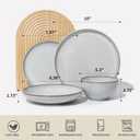 Pokini 16 Piece Double Bowl Dinnerware Sets with Pasta Bowls, Highly Chip and Crack Resistant Plates and Bowls Sets, Natural Earthyware Ceramic Dishware Sets, Service for 4 Moonstone White
