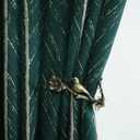 1 Pair American Luxury Retro Fish Bone Drapes Room Darkening Green and Gold Curtains for Living Room Bedroom (Green,54"x84")