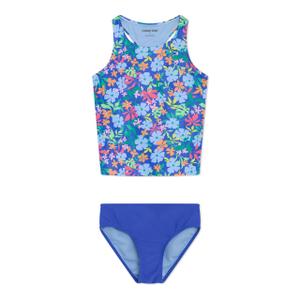 Lands' End Girls' UPF 50+ Swim Bikini Bottom and Racerback Tankini Set, Dazzling Blue, Medium