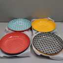 DOWAN 10" Vibrant Pasta, Salad & Soup Serving Bowls Set of 4, Embossed Large Porcelain Ceramic, Microwave & Dishwasher Safe, Bonita Design Dinnerware Dishes for Daily Dining, Family Gatherings, Party