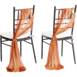 Ling's Moment Wedding Chiffon Chair Sashes Cover Aisle Decorations Draping Fabric Wrinkle-Free with Tie 16 Shades of Burnt Orange for Party Ceremony Reception Floral Arrangement Banquet Outdoor Decor
