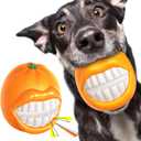 TLKNG Large Size Orange Squeaky Dog Toy for Medium/Large Dogs Breed Aggressive Chewers Durable Bouncy Squeak Ball