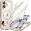 Miracase for iPhone 17 Case 6.3'', Full-Body Military Grade Drop Protection Outdoor Phone case with Built-in Glass Screen &Camera Control, Easy Installation, No Gap, Compatible with MagSafe, Gold