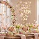 Chuangdi Feather Butterfly Decorations 36 Pcs Champagne 3Size Monarch Wall & Party Decor for Wedding, DIY Crafts Lightweight Artificial Feather Butterflies for Home Indoor Outdoor