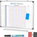 in and Out Calendar Dry Erase Board for Wall with 20 Magnetic Blocks, in/Out Planner for Office Staff Schedule L:24x18