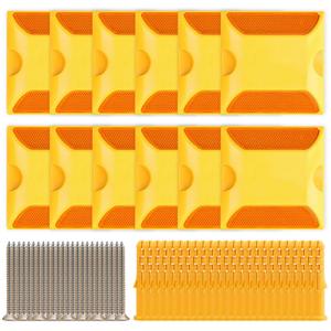 IoF 12-Pack Reflective Lane Markers Lane Reflector Road Pavement Markers (4 x 4 Inch) Asphalt Markers Suitable for Speed Bumps,Sidewalks,Crosswalks,Highways and Driveways with Anchor Bolts