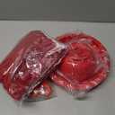 6 Pcs Adaptive Utensil with Bib Bowl Plate Set Weight Cutlery Gift for Elderly Disabled Hand Arthritis Parkinson(Red)