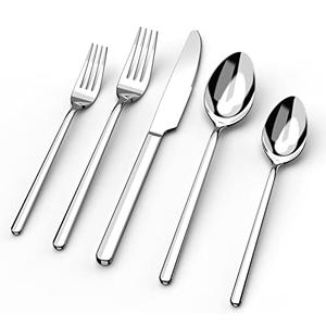 KINGSTONE 40 Piece Silverware Set, Flatware Set for 8, 18/10 Stainless Steel Cutlery Set Mirror Polished Modern Design Dishwasher Safe