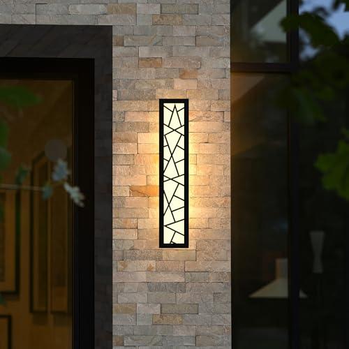 TRUWELLA Outdoor Wall Lights 23.6inch Modern Outdoor Wall Sconce LED Long Wall Sconces Black Front Porch Light Waterproof Led Wall Light IP67 3000K Exterior Lighting fixtures