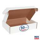BOX USA 17" Deluxe Shipping Boxes 17 1/8"L x 11 1/8"W x 4"H, 50-Pack - White Box Mailers for Packaging, Storage, Gifts or Bulk Business Orders