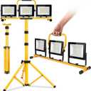 22000 Lumen Work Lights with Stand, 3 Adjustable Head LED Work Light, with Adjustable and Foldable Tripod Stand, Waterproof Lamp with Individual Switch with 6500 Kelvin Color (3-Head)