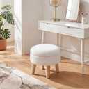 DUMOS Round Storage Ottoman Foot Rest, Compact Boucle Upholstered Footstool with Hidden Storage, Padded Seat, Small Coffee Table for Living Room, Bedroom, Beige