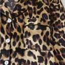 BEAUDRM Women's 2 Piece Leopard Print Satin Pajama Set Cheetah Button Down Long Sleeve Top and Pants Sleepwear (S)