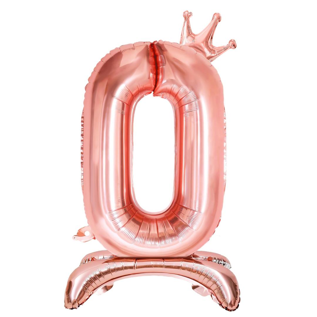 Number Balloons,Standing Number 0-9 Balloon 32 Inch Rose Gold Birthday Decorations for Girls Foil Balloon 0-9 Birthday Balloons