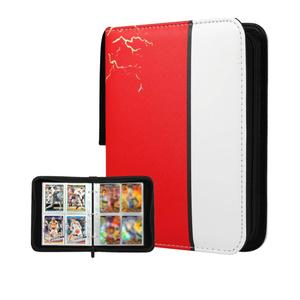Card Binder 4 Pockets Zip Trading Card Binder for 400 Cards, PU Collection Binder with Removable Sleeves for 50 Pages, Portable Collector Album, Card Book for Game Card, Sports Cards, Gifts