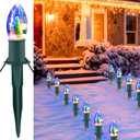 VCOKEN 24.5FT C9 Led Christmas Pathway Lights Outdoor, 20 Bulbs Waterproof Connectable Christmas Walkway Lights with Stakes for Outside Driveway Sidewalk Outdoor Decorations Yard (Multicolor Standard)
