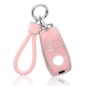 YO&YOYE for Mercedes Benz Key Fob Cover - Pink Soft TPU Key Case Protection Shell Fit for A, C, G, E, S Class (2017-2020) Set of 2