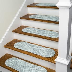 Colonial Mills Milton Houndstooth Tweed Stair Treads - Blue 8"x28" (Set 4)