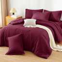HIMEET Full Size Comforter Sets - 7 Pieces Bed in a Bag Full, Luxury Comforter Set with Sheets for All Season, Bed Set with Comforter, Flat Sheet, Fitted Sheet, Pillowcases & Shams, Burgundy
