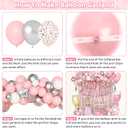 Ouddy Life Pink Happy Birthday Party Decorations for Women Girls, Pink Happy Birthday Love Crown Bow Bottle Lipstick Balloons Fringe Curtain for Princess Birthday Wedding Mother's Day Party Supplies