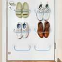 6 Pack Wall Mounted Shoe Rack with Sticky Hanging Strips, Wall Shoe Rack for RV camper, Small Space Shoes Holder for Door Shoes organizer Shelf No Drilling, Blue