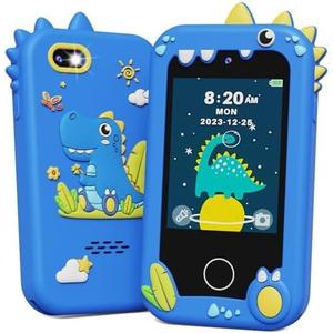 KOKODI Kids Smart Phone Toys, Birthday Gifts Idea Dinosaur Toys for 3 4 5 6 7 8 Year Old Boys, Touchscreen HD Digital Dual Video Camera, Preschool Learning Toy for Kids 3-5 Travel Trip Activity (Blue)
