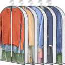 40" Garment Bags, Clear Clothes Covers with 4" Gussetes for Hanging Clothes Closet Storage, Breathable Protector for Suits Coat, Jacket, Sweater, Shirts, 5 Packs (40"x5pack, White)
