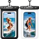 Hiearcool Universal Waterproof Phone Pouch,Underwater Dry Bag for iPhone 17 16 15 14 13 Pro Max XS Plus up to 8.3",IPX8 Cell Phone Case for Cruise Travel Essentials-Black&Clear-2Pack