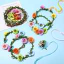 Syhood Daisy Crowns Making Kit for Woman 109 Pieces Parts, Make Your Own Flower Crown Wreath Headbands and Bracelets Craft Kit Hair Accessories Handmade DIY Floral Garland Presents for Adult