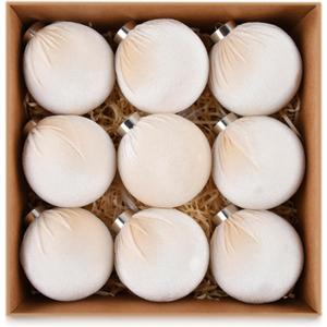 Velvet Ornaments for Christmas Tree Decorations - Beige Christmas Ball Ornament for Indoor Holiday Decor - Shatterproof Xmas Bulbs Ornaments 80mm 3.15inch - Pack of 14