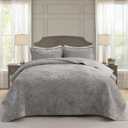 Travan Luxury Velvet Quilt Set King Size, Ultra Soft Velvet Bedding Sets, Lightweight Quilted King Quilt Bedding Set, Oversized Bedspread Coverlet with 2 Shams for All Season, Charcoal Gray (KING/CAL.KING (106"x98"))