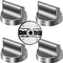TOMOON Upgraded W10766544 Gas Stove Knobs Replacements for Whirl.Pool Range Oven WFG540H0ES0 WFG550S0HZ0 WFG525S0HV0 WFG540H0ES0 10430807 W10676228 4248219 -Stainless Steel Oven Knobs-5 Pack