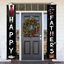 Father's Day Background 2 Pieces Hanging Black Tuxedo Suit White Shirts Portrait Backdrop Black Bow Tie Decorations Happy Father's Day Banner Backdrop Bow Tie Decorations Party for Portrait Props