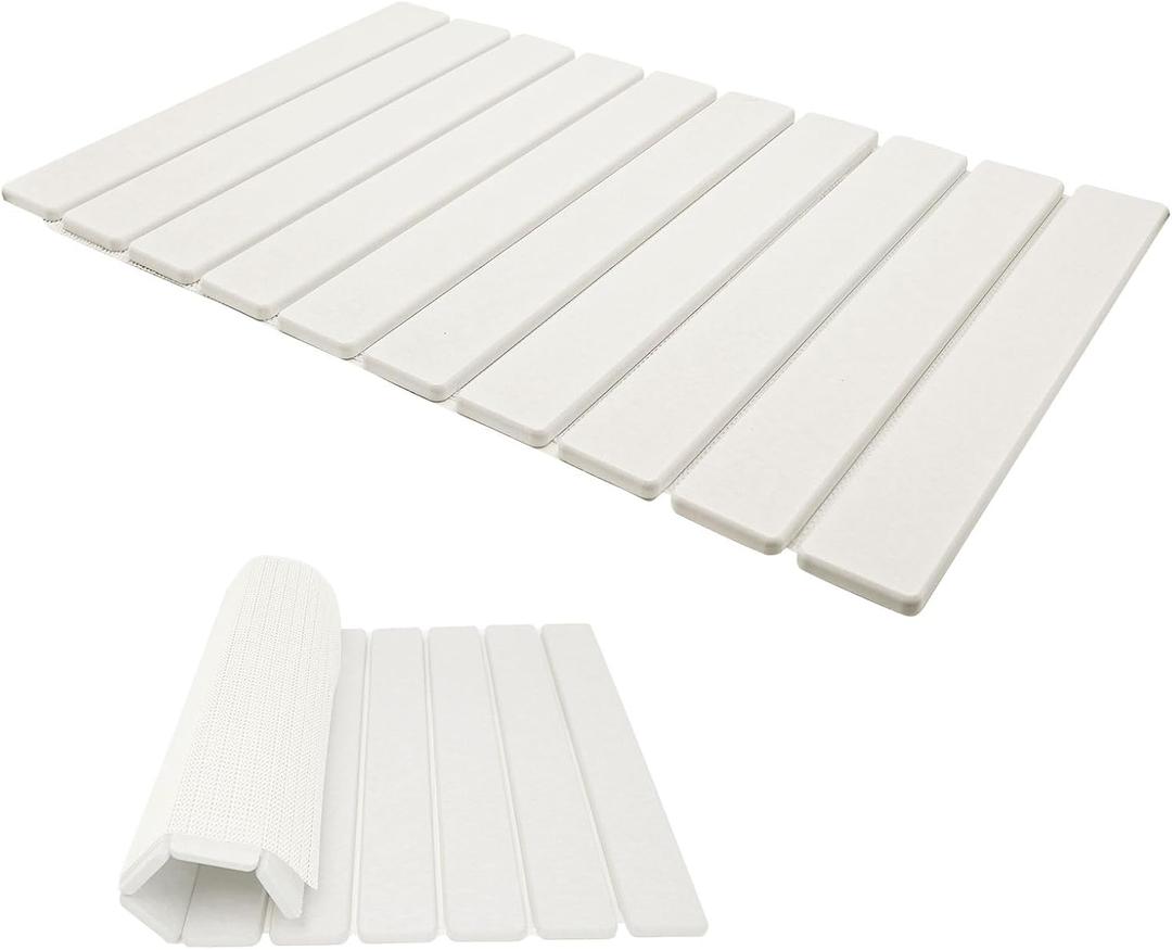 Stone Bath Mat,24 x 15.4 Inch Non-Slip Diatomaceous Earth Bath Mat,Quick Dry Stone Bath Mats for Bathroom,Rollable Shower Mat,Super Absorbent Stone Drying Mat for Bahtroom Shower Floor (White)