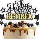 2 x Happy Retirement Cake Topper, The Legend HAS Retired Cake Topper, Black Gold Glitter Officially Retired Cake Decorations, Retirement Farewell Party Supplies Decor for Men Women
