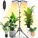 LORDEM Grow Light with Stand, Full Spectrum LED Plant Light for Indoor Plants, 200W Dual Heads Grow Lamp with Auto On/Off Timer, 3 Lighting Modes, 6 Dimmable Levels, Adjustable Tripod 15-63 inches