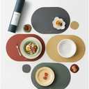 Placemat, Silicone Placemat Set of 4, Non-Slip, Oil Proof, Water Proof, Heat Resistant, Stain Resistant, Easy to Clean, Leather Texture, Oval, (Summer Combo + Coasters)