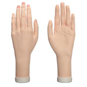 Practice Hand for Acrylic Nails Realistic Mannequin Hand for Nails Practice Soft Flexible Bendable False Fake Nail Hand Art Trainer Manicure Practice Hand Tool and Rings Display of Bracelets (Left)