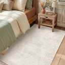 Homemate Washable Rug 4x6 Area Rugs - Vintage Faux Wool Rugs for Living Room Bedroom Dining Room - Non Slip Foldable Carpet Indoor Area Rug for Home Decor4'x6', Beige