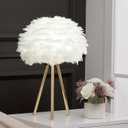 White Feather Lamp Tripod Lamp for for Girls Bedrooms Living Room Aesthetic Decor Desk Lamp Unique Bedside Lamps Gold Large Table Lamp (Tripod lamp - White)