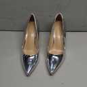 Elisabet Tang 3 in Classic Pointy Pull on Heeled Wedding Pumps - Comfortable Stiletto Closed Toe Dress Heels for Prom Work (10, Silver)