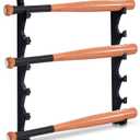 MorningRo 2 Pcs Baseball Bat Wall Mount Display Wood Bat Rack with Holders Horizontal Baseball Bats Holder with Hidden Holes Screws Anchor for Hockey Stick Memorabilia Collectible(Six,Black), 28 inches, 24 ounces