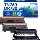LEMERO SUPERX Compatible Toner Cartridge Replacement for Brother TN760 Toner and DR730 Drum Unit TN760 Black Toner dr-730 for HL-L2350DW MFC-L2750DW Printer (2 TN760 Toner, 1 DR730 Drum Unit, 3 Pack)